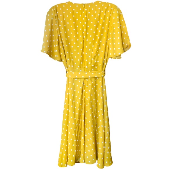 BANANA REPUBLIC NWOT Mustard Yellow Polka Dot Dress w/Belt - Size 2 - Picture 7 of 7